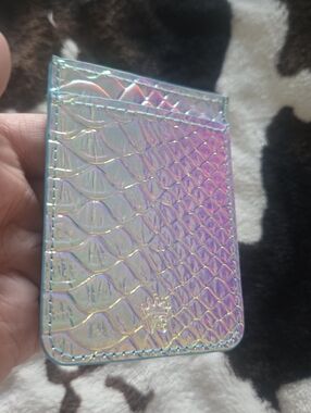 Iridescent Holographic Card Holder Wallet - Blue/Pink